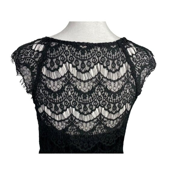 INTIMATELY Free People Women Peekaboo Dress Size XS Black Cap Sleeve Crocheted - Picture 7 of 13